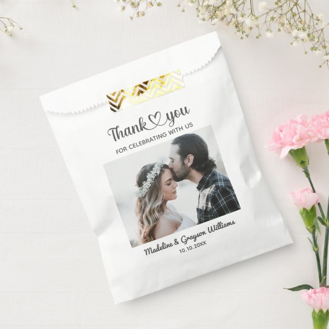 Stylish Personalized Custom Photo Romantic Wedding Favor Bag (Sealed)