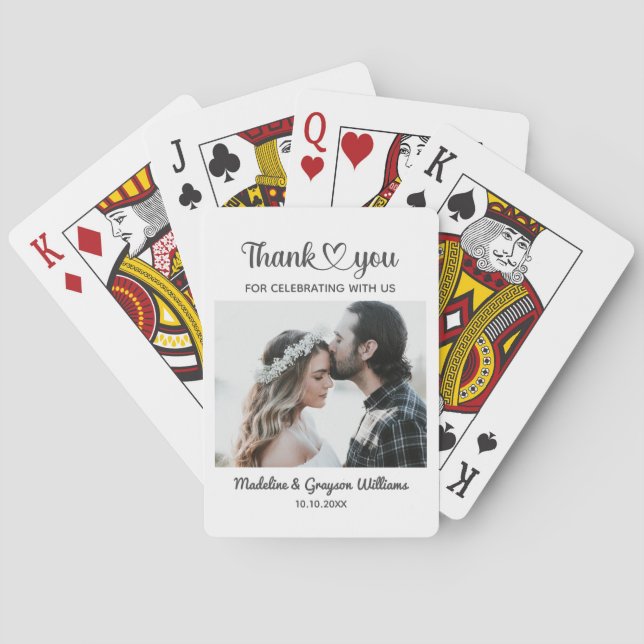 Stylish Personalized Custom Photo Romantic Wedding Poker Cards (Back)