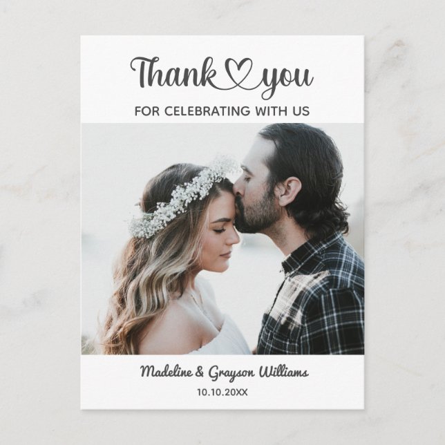 Stylish Personalized Custom Photo Romantic Wedding Postcard (Front)