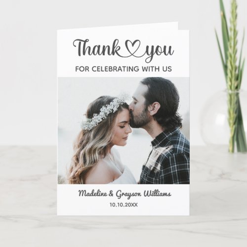 Stylish Personalized Custom Photo Romantic Wedding Thank You Card