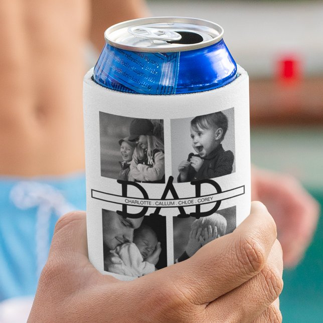 Stylish Personalized Dad Photo Collage Can Cooler (Creator Uploaded)