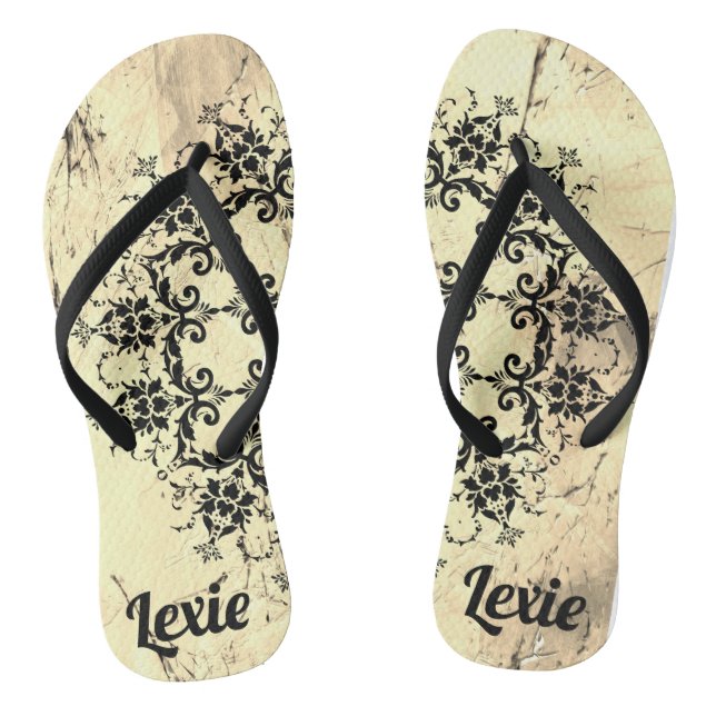 Stylish Personalized Damask  Flip Flops (Footbed)