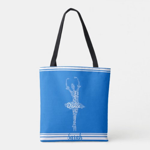 Stylish personalized Dance tote bag blue