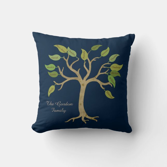 Stylish Personalized Family Tree Pillow (Front)