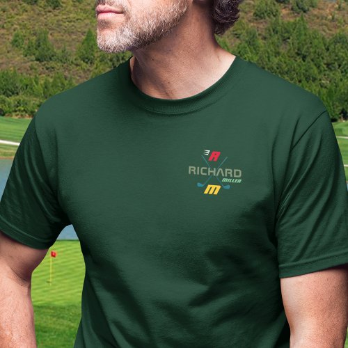 Stylish Personalized Golf Player Logo on Green T_Shirt