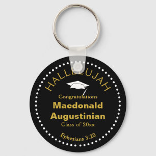 Stylish Personalized HALLELUJAH Christian Graduate Keychain