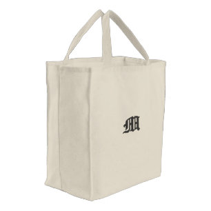 Stylish Personalized Monogram Design Embroidered Tote Bag