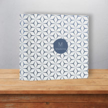 Stylish personalized monogram geometric blue