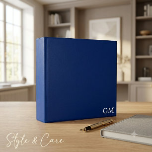 Stylish Personalized Monogram Navy 3 Ring Binder
