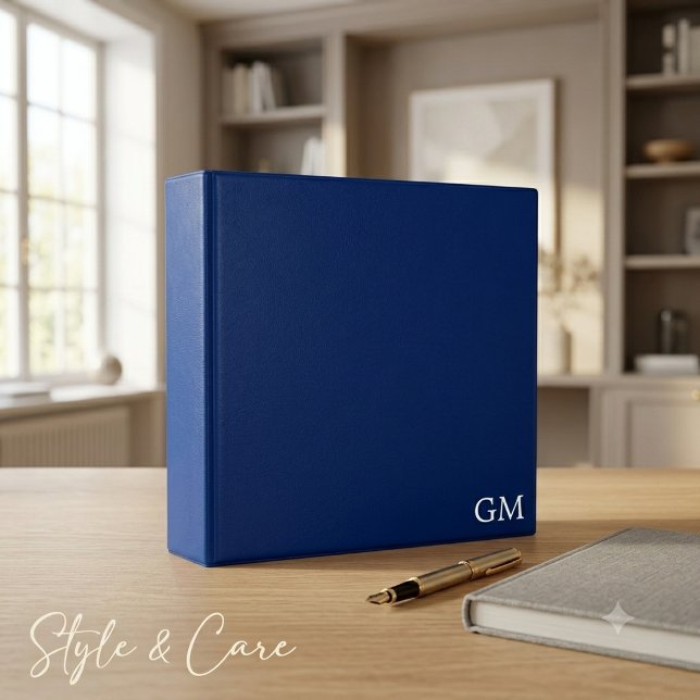 Stylish Personalized Monogram Navy 3 Ring Binder (Stylish Personalized Monogram Navy 3 Ring Binder)