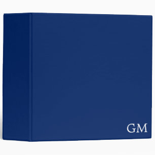 Stylish Personalized Monogram Navy 3 Ring Binder