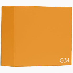 Stylish Personalized Monogram Orange 3 Ring Binder