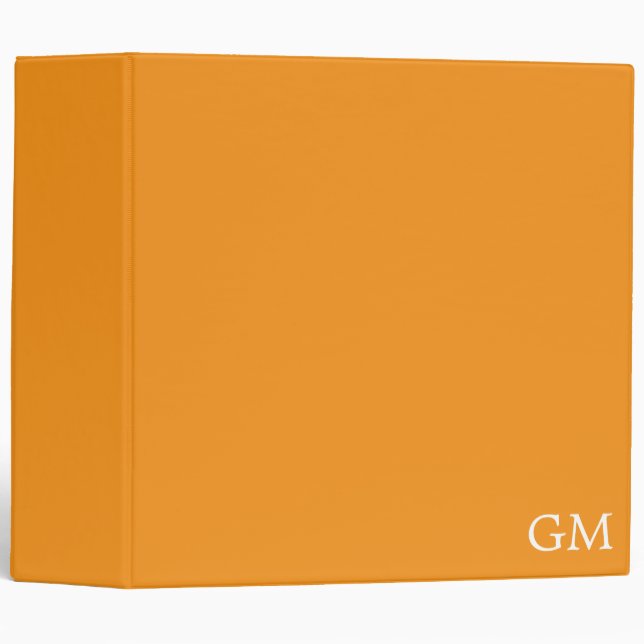 Stylish Personalized Monogram Orange 3 Ring Binder (Front/Spine)