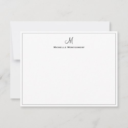 Stylish Personalized Monogram Script Stationery Note Card