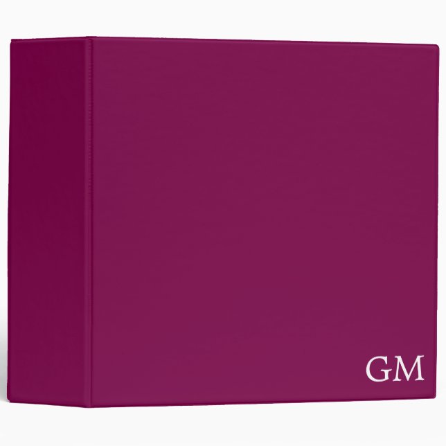 Stylish Personalized Monogram Wine 3 Ring Binder (Front/Spine)