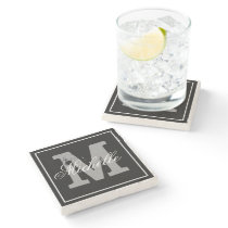 Stylish personalized name monogram stone coaster Stylish personalized name monogram stone coaster