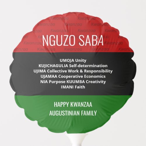 Stylish personalized NGUZO SABA Happy Kwanzaa Balloon
