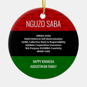 Stylish personalized NGUZO SABA Happy Kwanzaa Ceramic Ornament