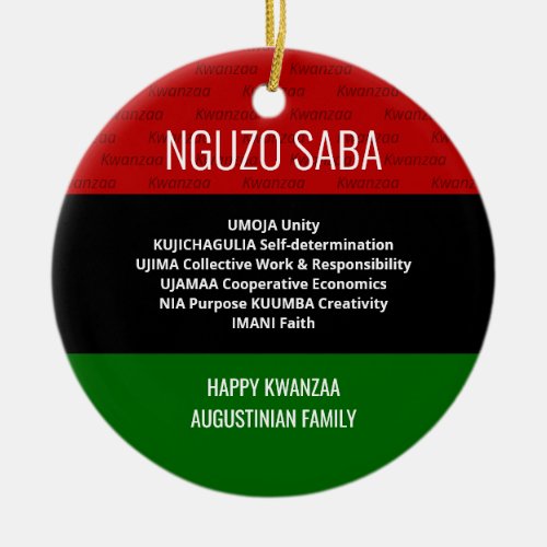 Stylish personalized NGUZO SABA Happy Kwanzaa Ceramic Ornament