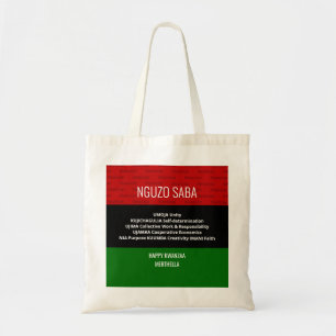 Stylish personalized NGUZO SABA Happy Kwanzaa Tote Bag