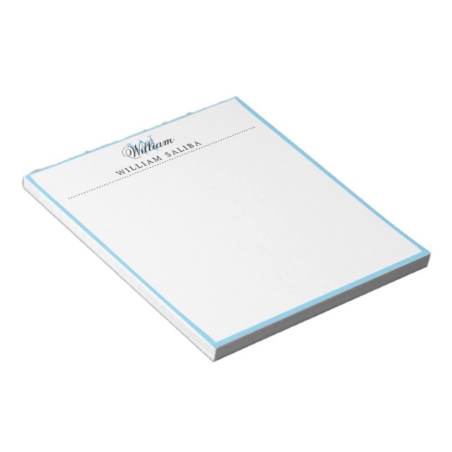 Stylish Personalized Notepad Custom Name Monogram (Angled)