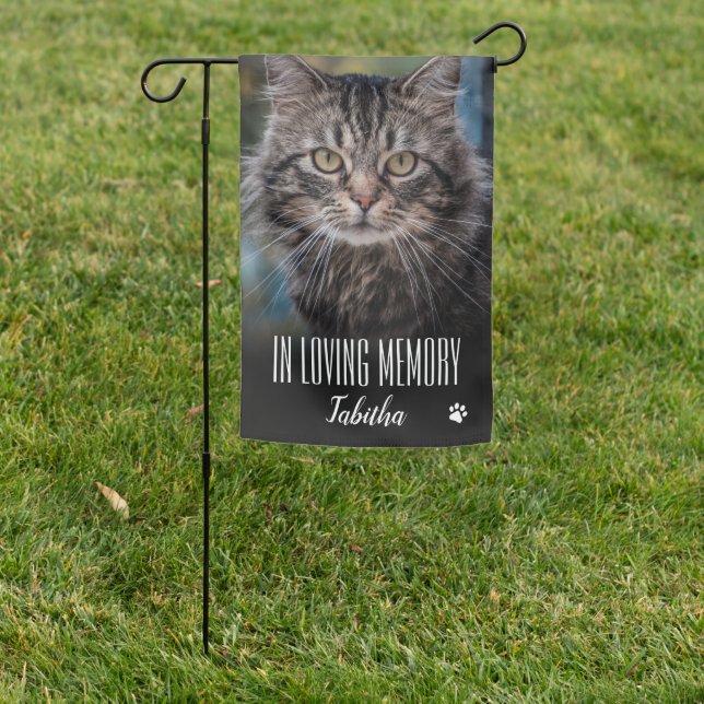 Stylish Personalized Photo Cat Memorial Garden Flag (In SItu)
