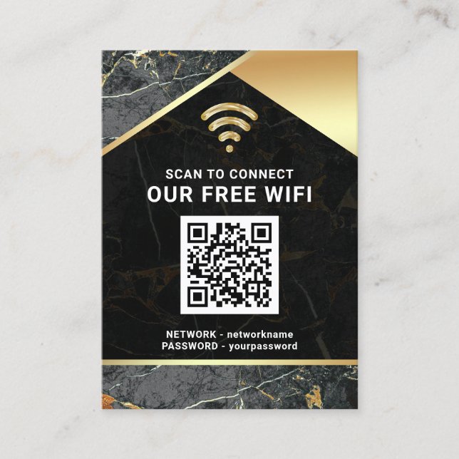 Stylish Personalized QR Code Wifi Network Password Business Card (Front)