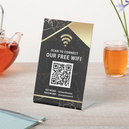 Stylish Personalized QR Code Wifi Network Password Pedestal Sign