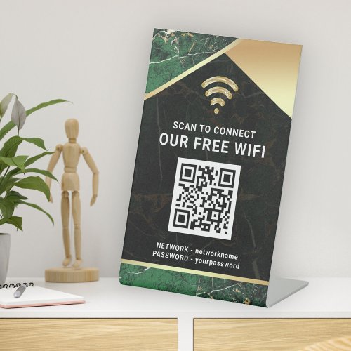 Stylish Personalized QR Code Wifi Network Password Pedestal Sign