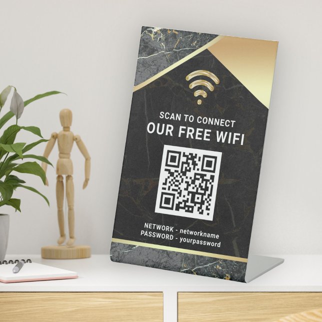 Stylish Personalized QR Code Wifi Network Password Pedestal Sign (Creator Uploaded)