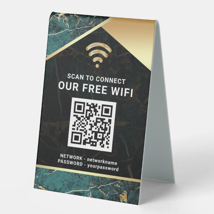 Stylish Personalized QR Code Wifi Network Password Table Tent Sign