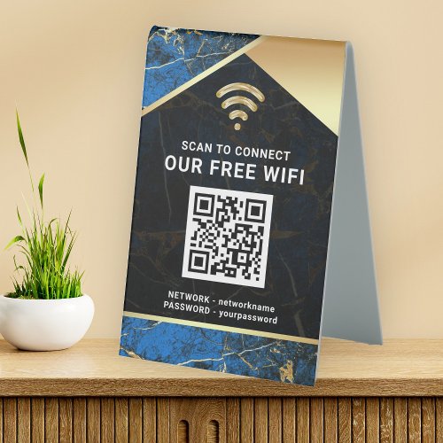 Stylish Personalized QR Code Wifi Network Password Table Tent Sign