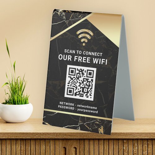 Stylish Personalized QR Code Wifi Network Password Table Tent Sign