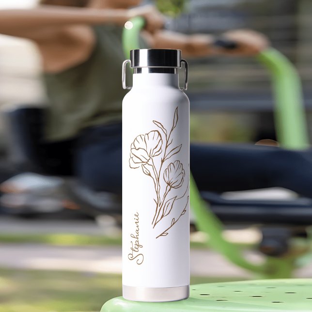 Stylish Personalized Water Bottle with Gold Script (Stay hydrated in style with our Gold Script Name Stylish Personalized Water Bottle.)