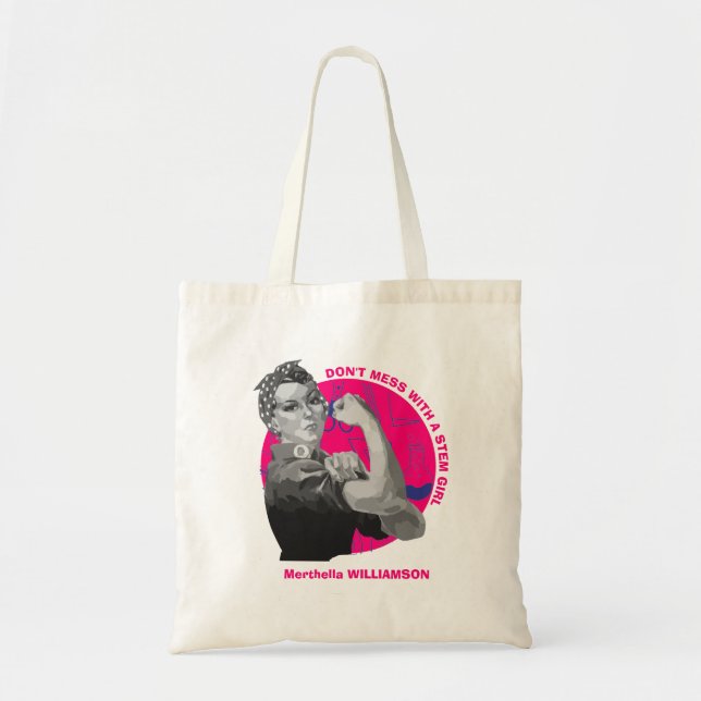 Stylish Personalized Women in STEM Girl Tote Bag (Front)