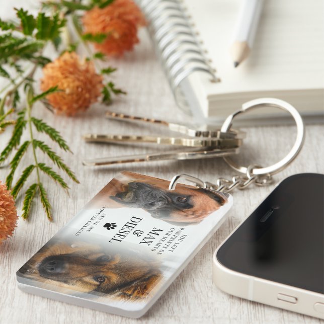 Stylish Pet Memorial 2 Dog Photo Keychain (Front Right)