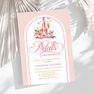 Stylish petals and prosecco blush and gold invite