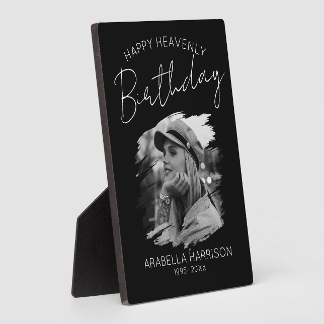 Stylish Photo Birthday Memorial Plaque (Side)