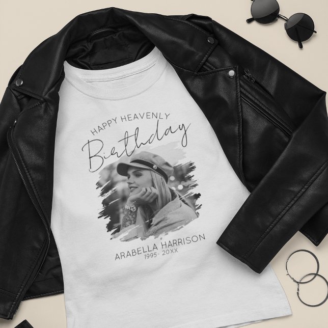 Stylish Photo Birthday Memorial T-Shirt (Creator Uploaded)