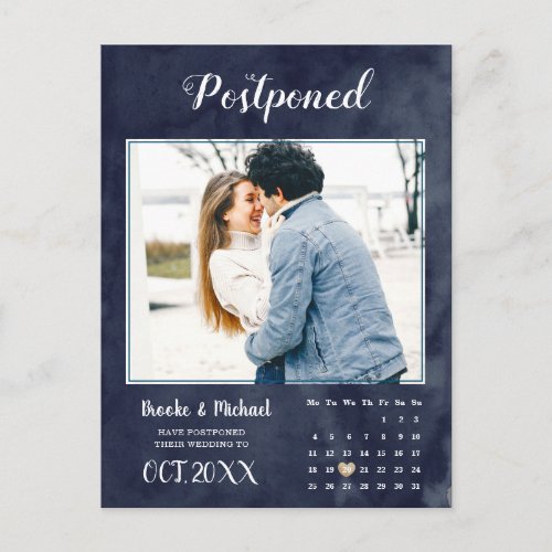 Stylish Photo Calendar Wedding postponement Postcard