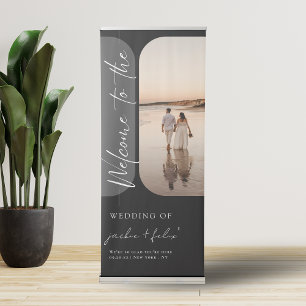 Stylish Photo Calligraphy Wedding Welcome Retractable Banner