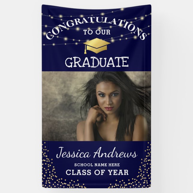 Stylish Photo Class of 2025 Graduation Door Banner (Vertical)