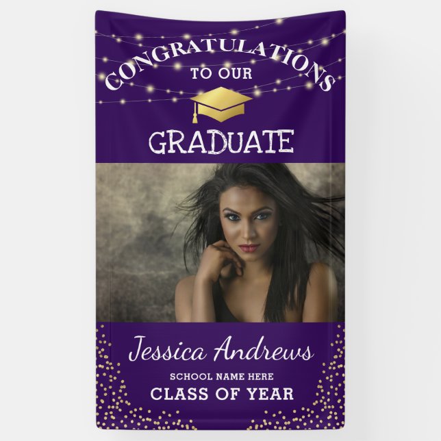 Stylish Photo Class of 2025 Graduation Door Banner (Vertical)