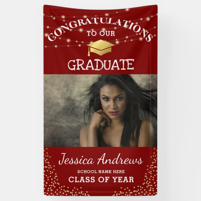 Stylish Photo Class of 2026 Graduation Door Banner (Vertical)