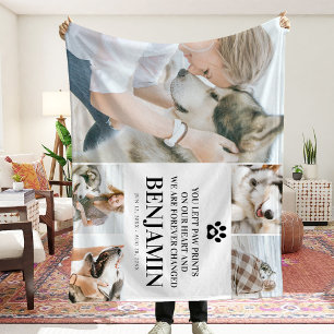 Stylish Photo Collage & Sympathy Quote Pet Loss Fleece Blanket