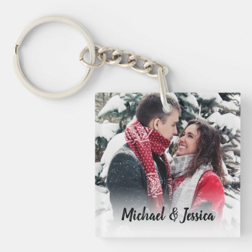 Stylish Photo Couples Keychain