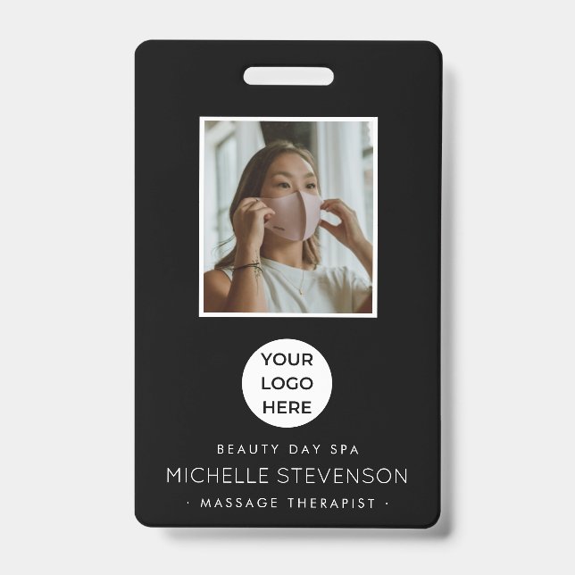 Stylish Photo Employee Black Badge (Front)