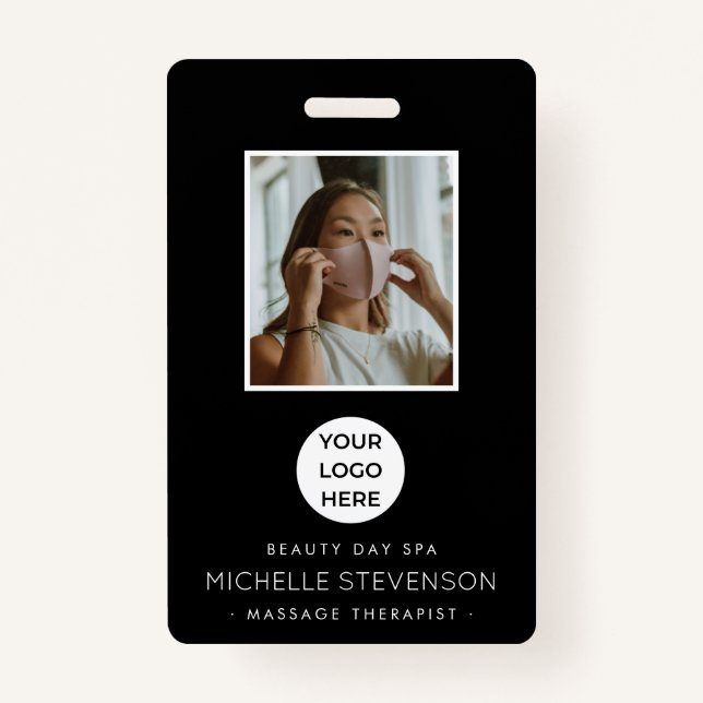 Stylish Photo Employee Black Badge (Front)