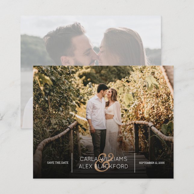 Stylish Photo Modern Wedding Budget Save The Date (Front/Back)