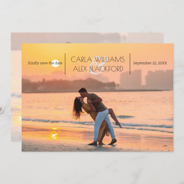 Stylish Photo Modern Wedding Save The Date (Front/Back)